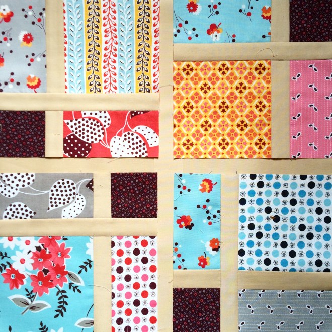 Disappearing nine-patch with sashing: a quick tutorial by lillyella stitchery